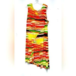 Stretchy Lined High Lows Sleeveless boho multi-color dress Size: 22W.